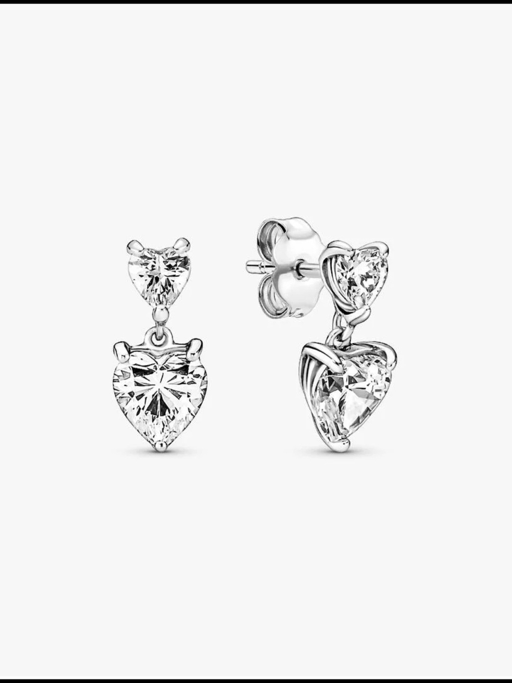 Pandora Double Heart Sparkling Stud EarringsSterling silver 291199c01 new